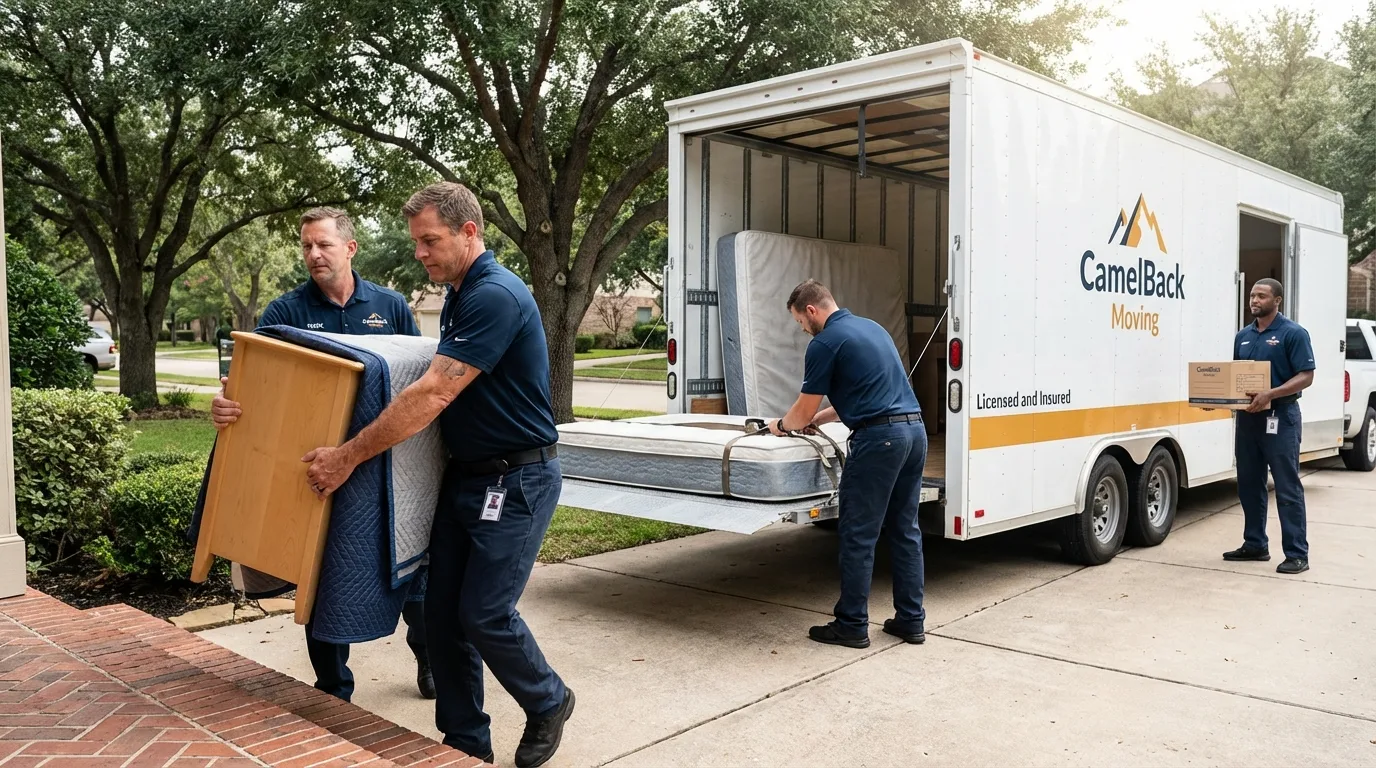 Crew loading residential truck for cross-state move from Windsor, PA