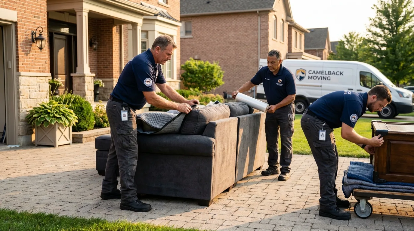 Large estate moving crew wrapping furniture in Windsor, PA