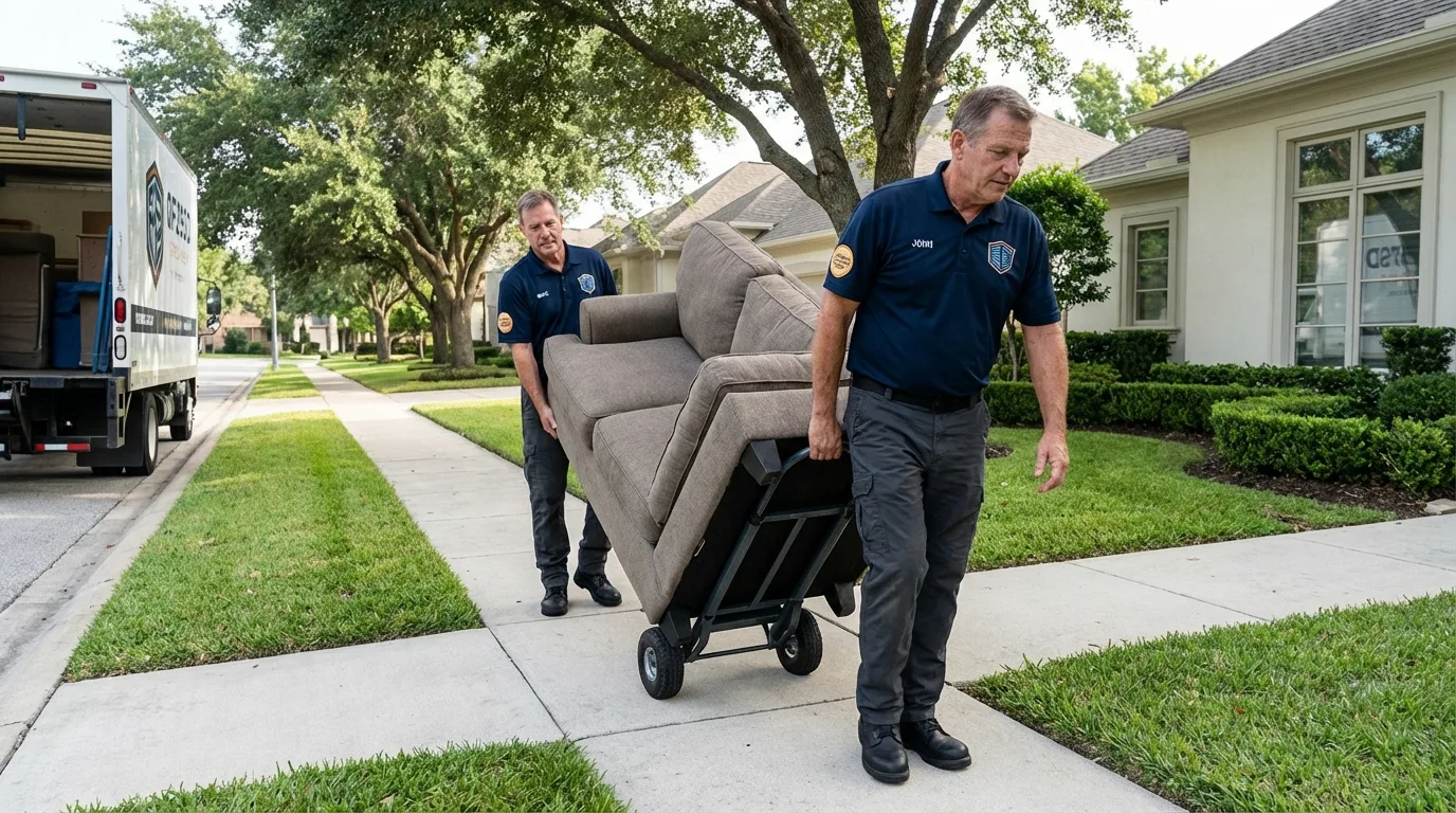 Local residential moving crew loading furniture in Windsor, PA