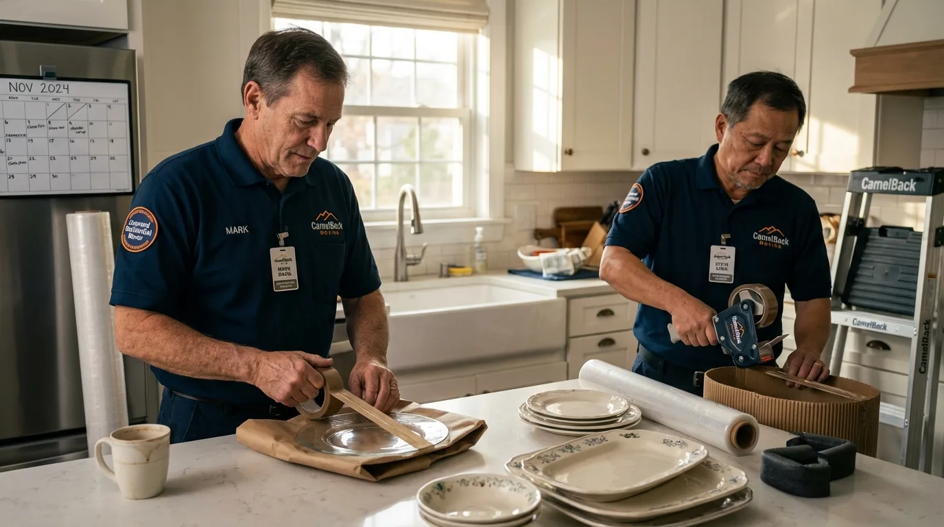 Professional crew packing kitchen dishware in Windsor, PA